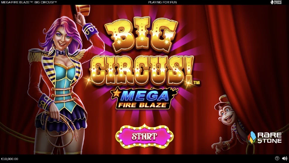 Pista de circo de Mega Fire Blaze: Big Circus con el logotipo y la cuadrícula del juego